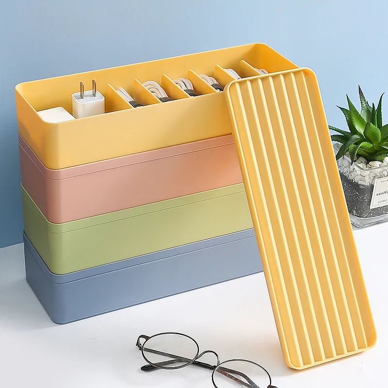 Wired Storage Box Plastic Data Cable Desk Stationery Makeup Key Jewelry Office Rack |