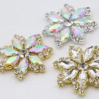 45mm bling sewing flower ab rhinestone claw crystals with setting sew on strass applique for diy sewing wedding dress bag
