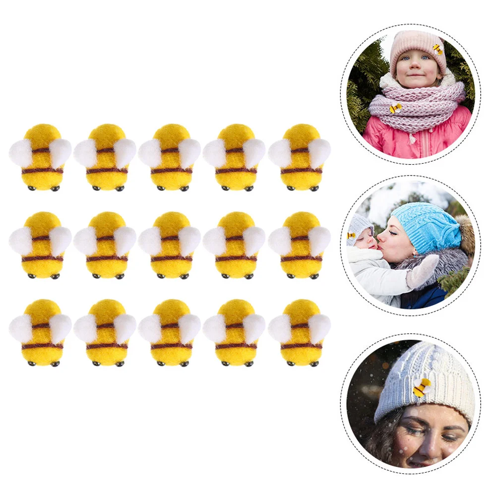 

15 Pcs Craft Kids Wool Decorations Hand Decor Plush Pom Pom Trim Bumble Bees Craft Balls Fluffy Wool Felt Bee