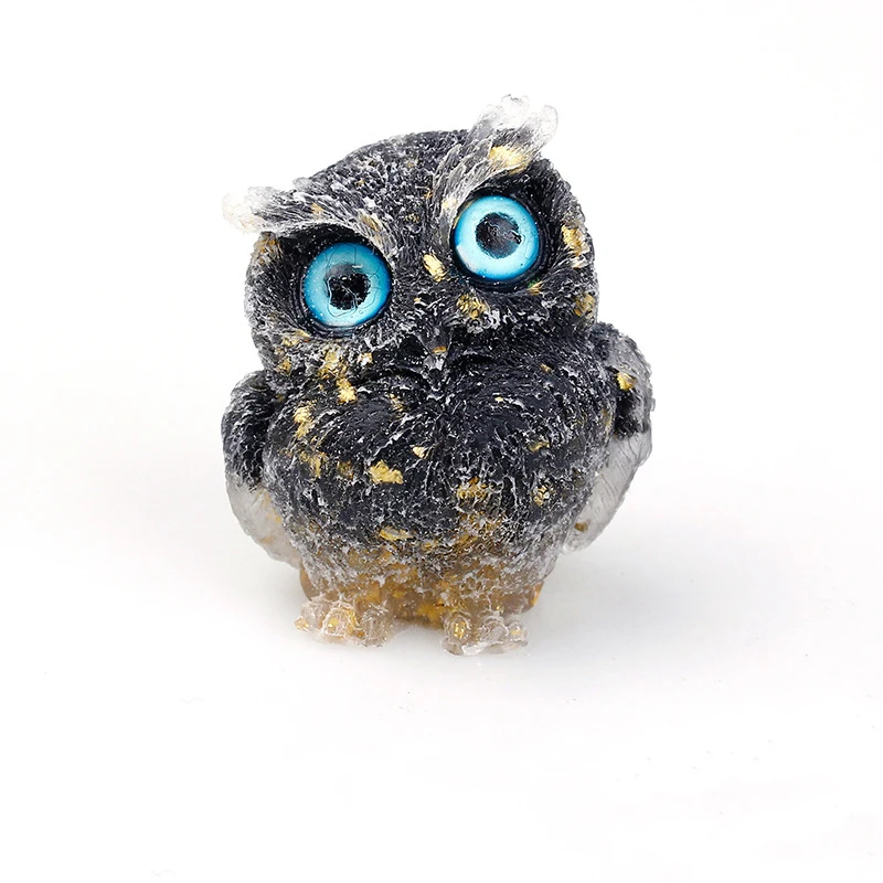 Wholesale Crystal Healing Gravel Resin Crafts Agate Quartz Carving Fashion Personalized Mini Owl Statue Ornament