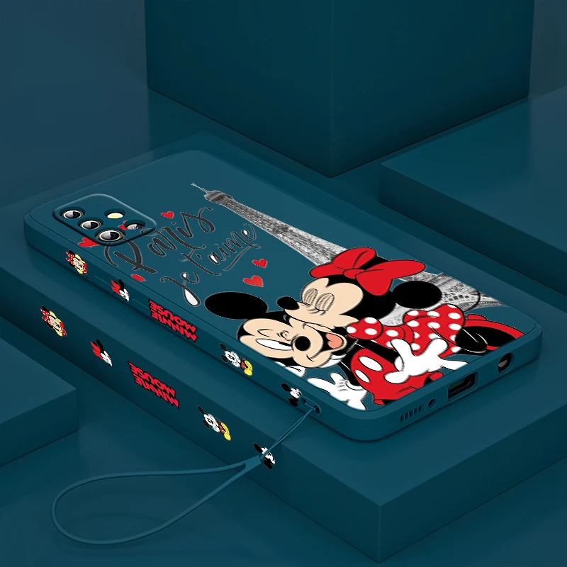 Disney Mickey Minnie Fashion For Samsung Galaxy A73 A53 A33 A52 A32 A22 A71 A51 A21S A03S A50 4G 5G Liquid Left Rope Phone Case images - 6