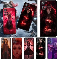 marvel scarlet witch for xiaomi redmi note 11 10 11t 10s 9 9s 8 7 5g 4g soft tpu black phone case funda coque capa cover shell