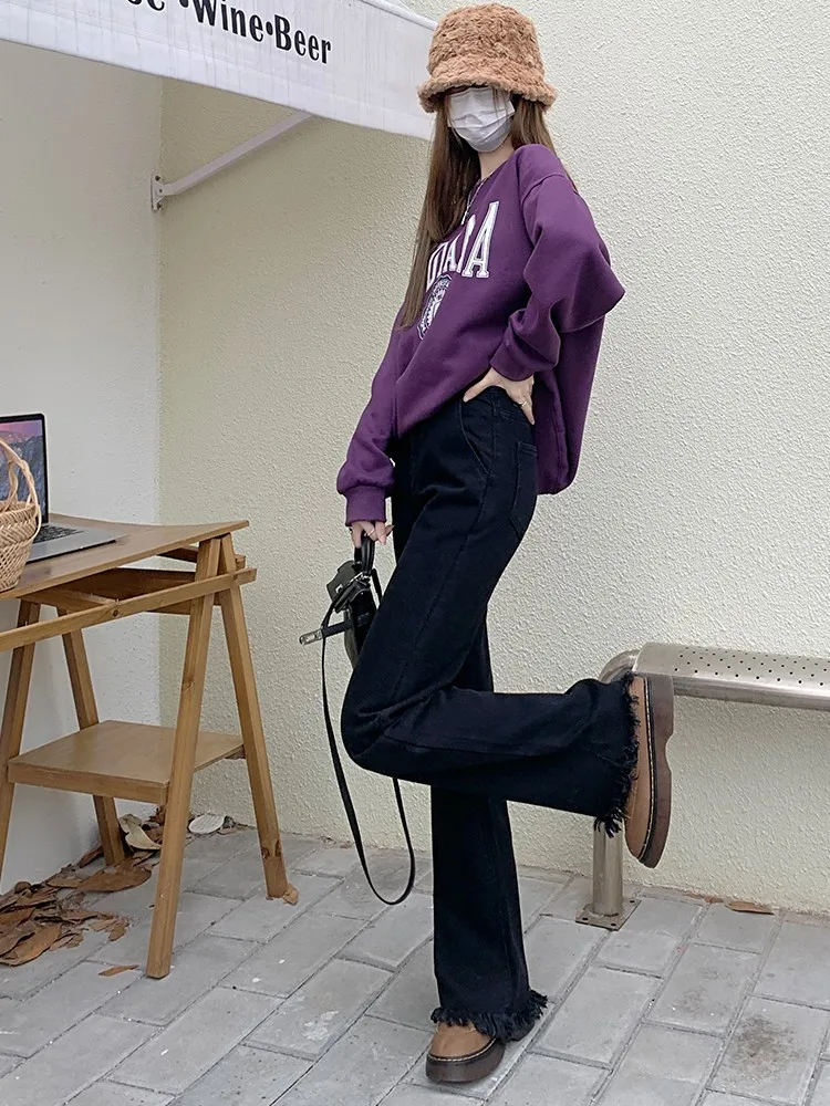 Женские винтажные джинсы-клеш длинные расклешенные брюки на пуговицах весна 2023