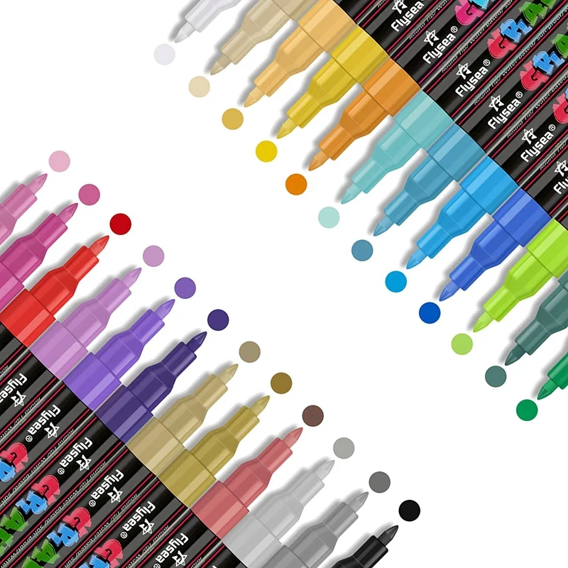 

24 Colors Acrylic Paint Marker Pens, Extra Fine Point Acrylic Paint Pens For Wood, Canvas, Rock Painting, Glass