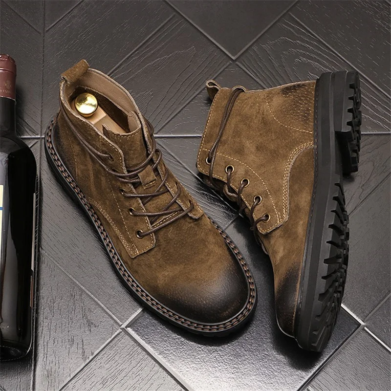 

2023 Роскошная Брендовая обувь для мужчин кожаные ботинки модные ботинки Челси Ретро парные ботильоны мужские ботинки Zapatos De Seguridad