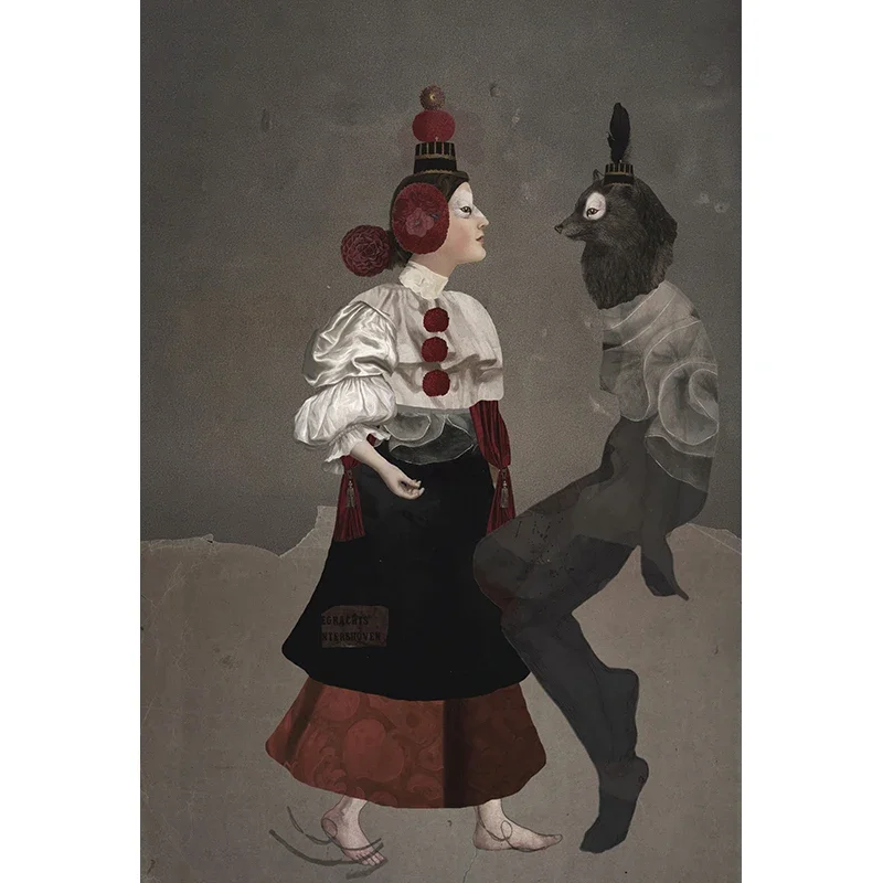 home decor Poster Stranger Woman Man Art Canvas Painting with Frame Flowers Butterfly Vintage Picture Modern Abstract Figu