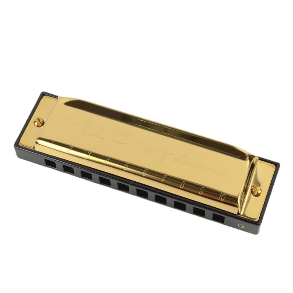 

Гармоника блюз с 10 отверстиями, золотистая, серебристая, C, естественная изящная гармоника, подарки для детей на праздник
