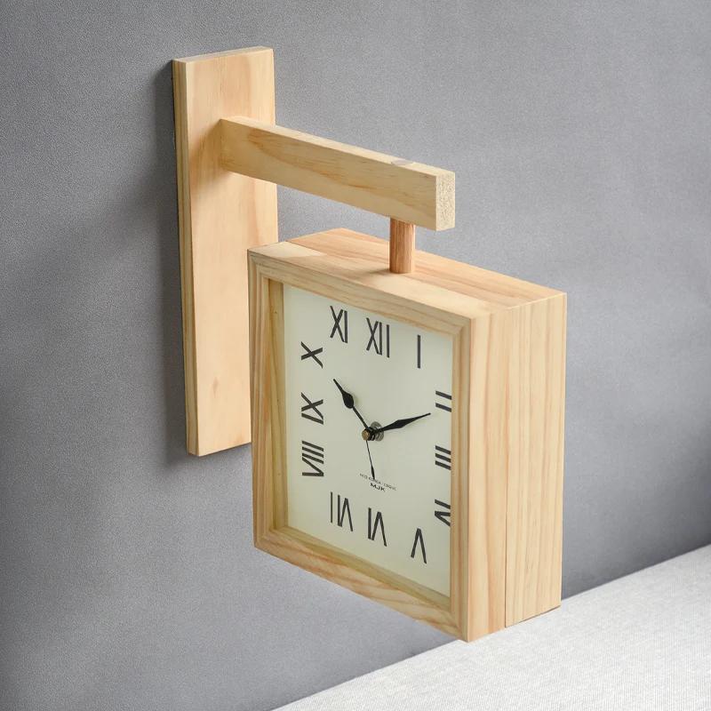 

Japanese Quartz Wall Clock Fashion Large Square Wooden Digital Wall Clock Modern Design Reloj De Pared Wall Decoration