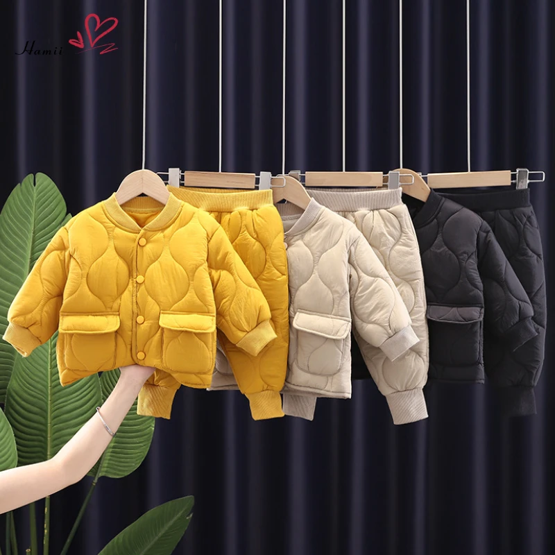 

2 шт., Детские однотонные парки с длинным рукавом и штаны