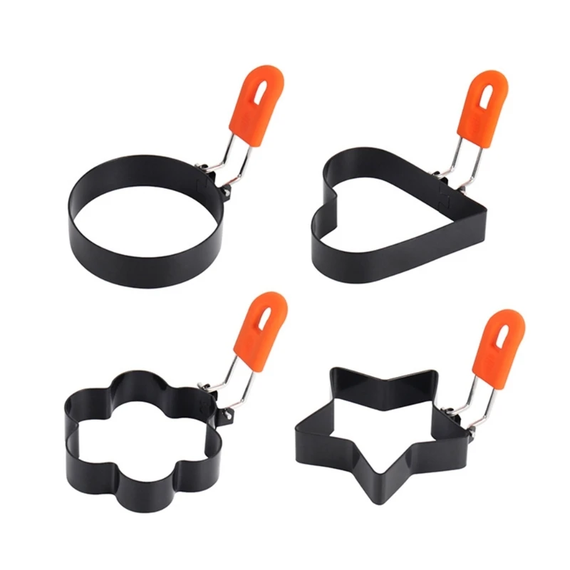 

4 Pcs Fried Egg Rings Mold Non Pancake Shapers Stainless Steel Frying Egg Mold for Home Couples Easy to Clean