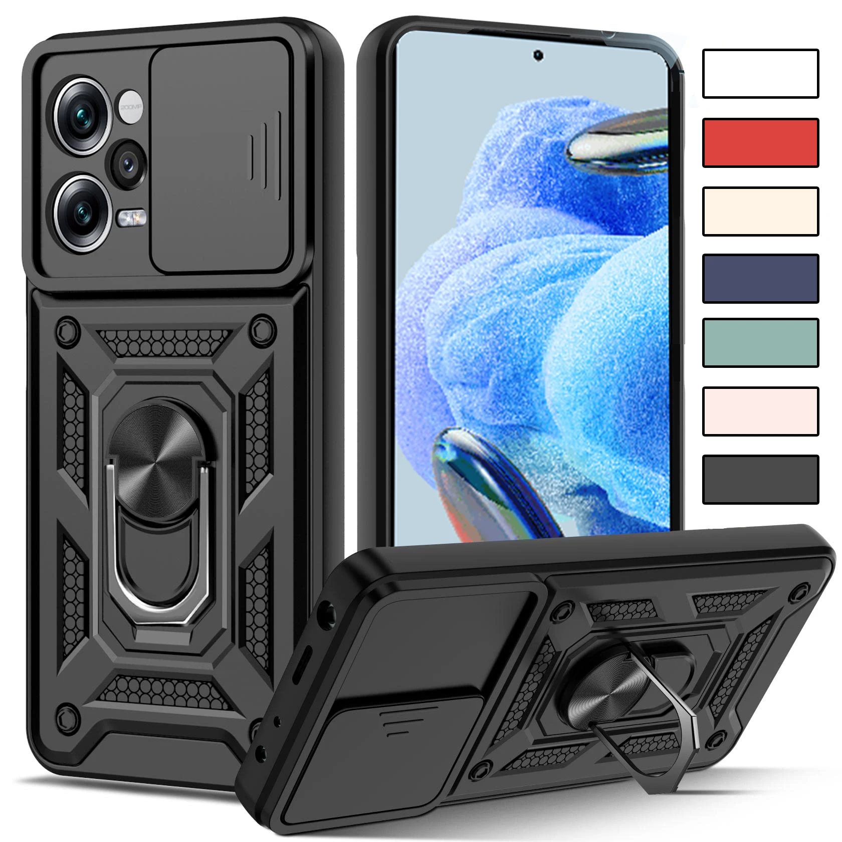

Camera Len Case For Xiaomi 12T Protection Shockproof Armor Magnetic 11T 11 Lite Redmi Note 12 11 Pro Max Poco X4 Pro Slide Cover