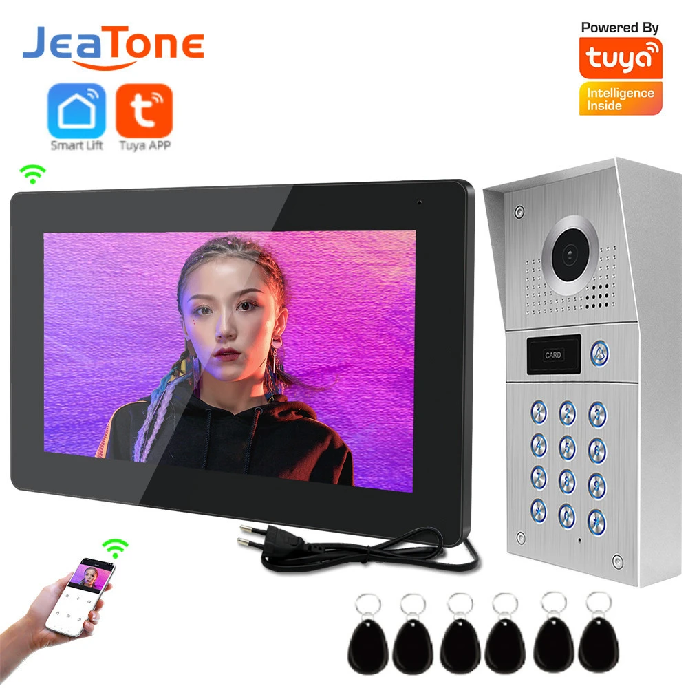 [Tuya 1080P] jeatone 10-дюймовая сенсорная Wi-Fi видеодомофон домофон в частный дом домашняя