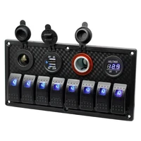 12v 8 gang on off rocker switch panel voltmeter display dual usb charger