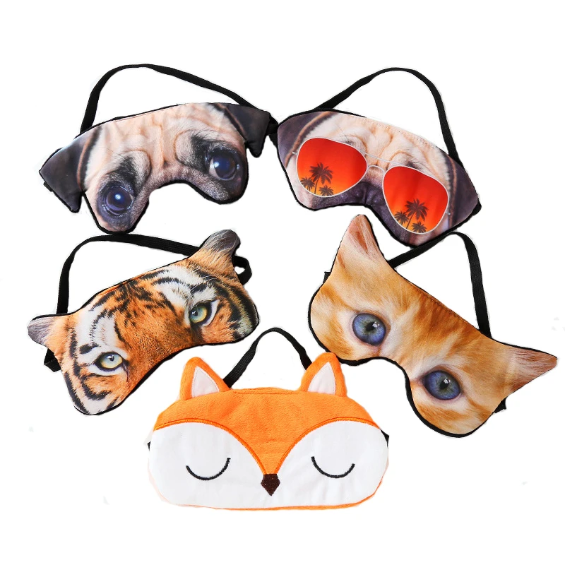 3D мультяшная маска для сна, Реалистичная креативная Тигровая мопса, кошачья маска для сна, маска для сна, накладки для глаз, накладка на глаз...