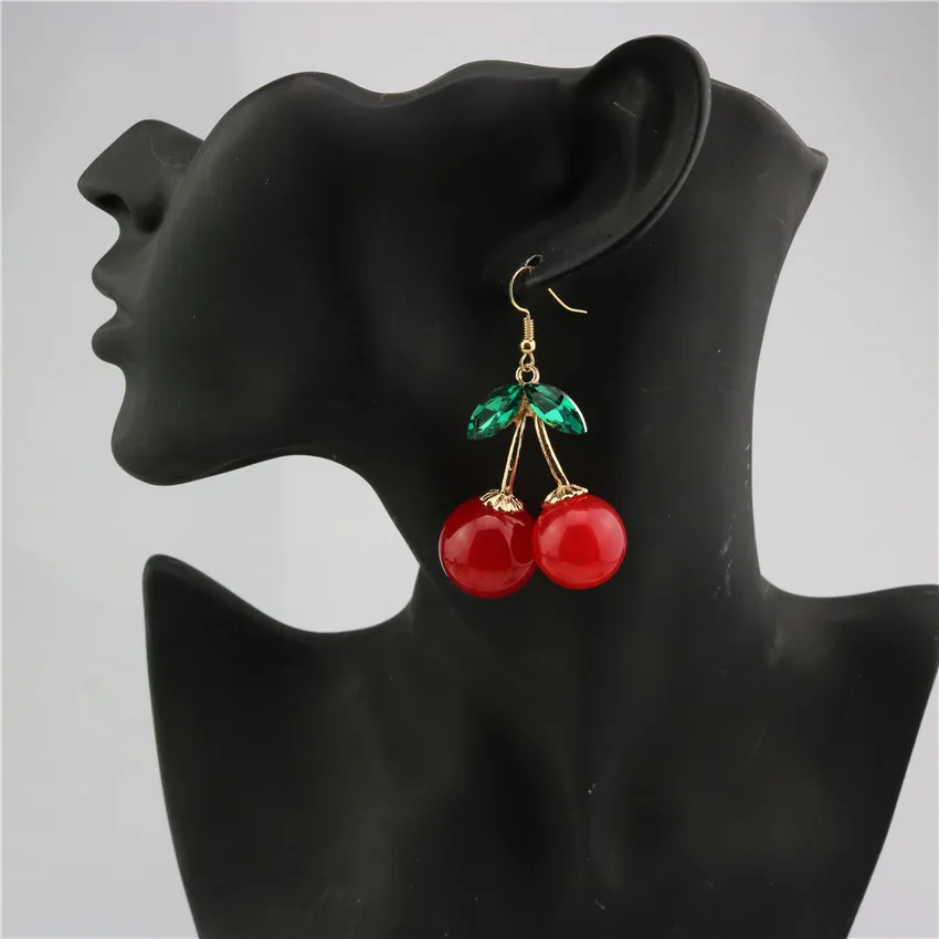 Новые модные красные Большие кристаллы вишни темпераментные серьги для женщин