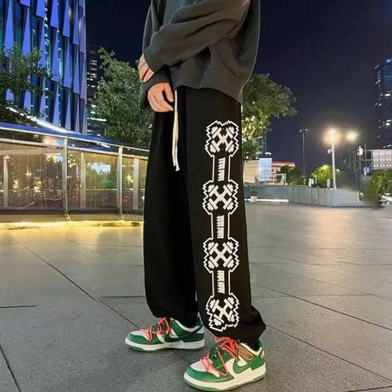

Denim Pants Punk Spoof Portrait Print Trousers Gothic Straight Harajuku Streetwear Multiple Pockets Black Jeans Unisex y2k