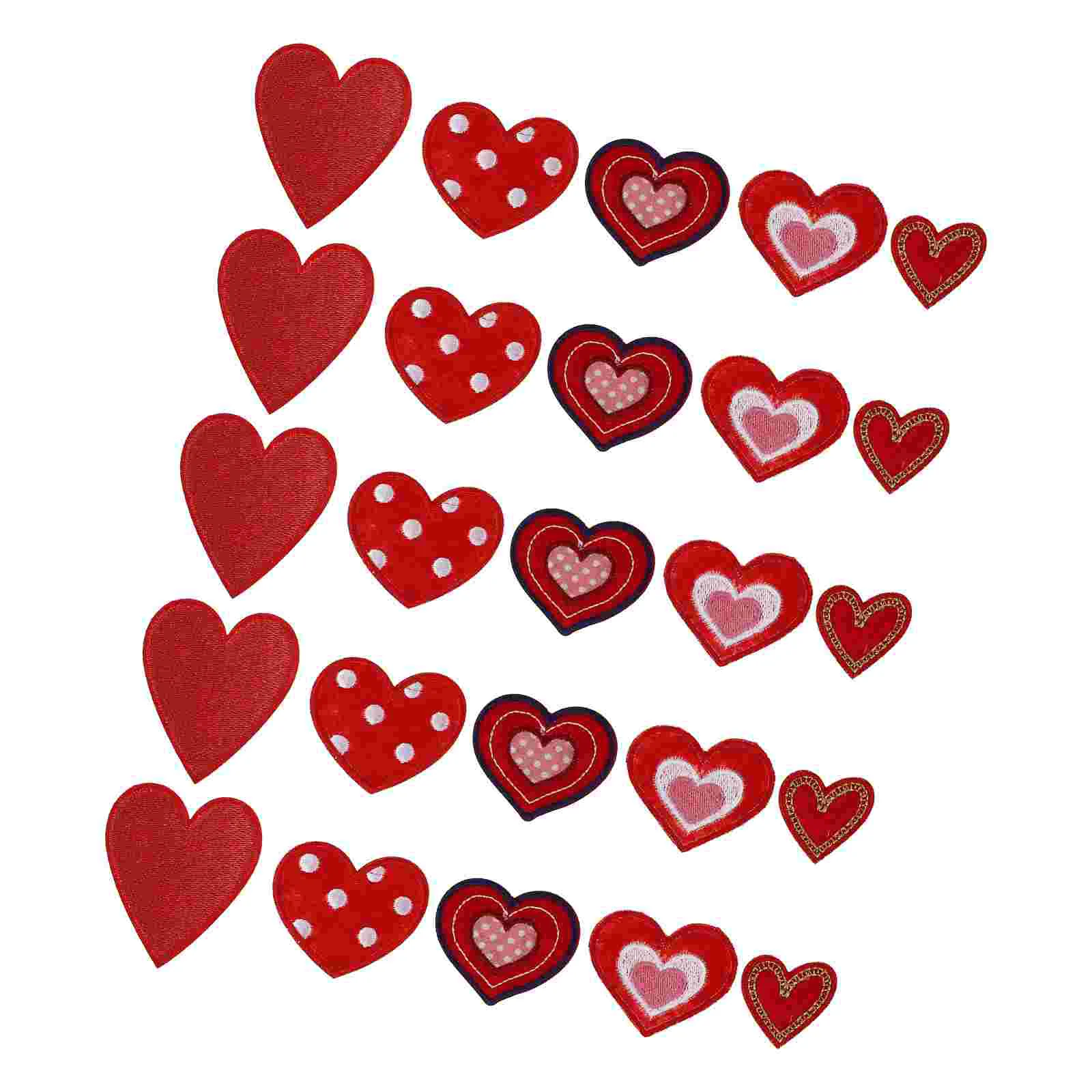 

25 Pcs Embroidery Label Heart Patch Child Kid Stickers Embroidered Badge Polyester DIY Patches