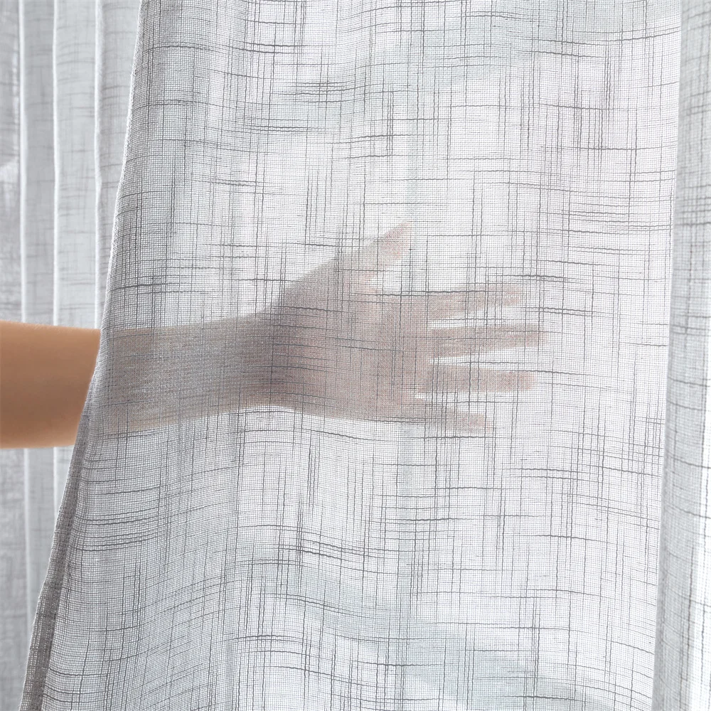 LISM современные полосатые льняные прозрачные Занавески Из пряжи в японском стиле