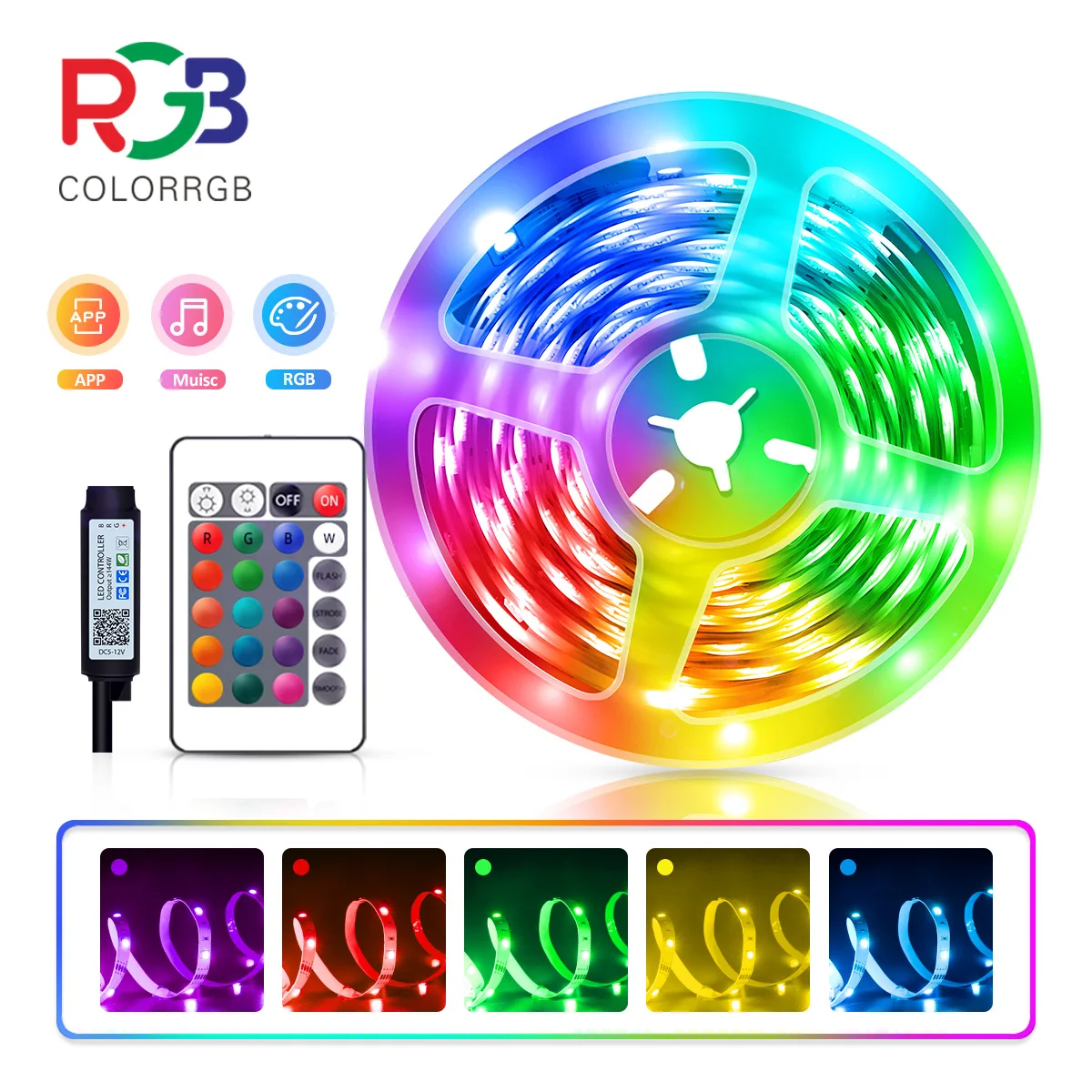 Светодиодная RGB-лента, 5 В, 1-30 м, 16 миллионов цветов