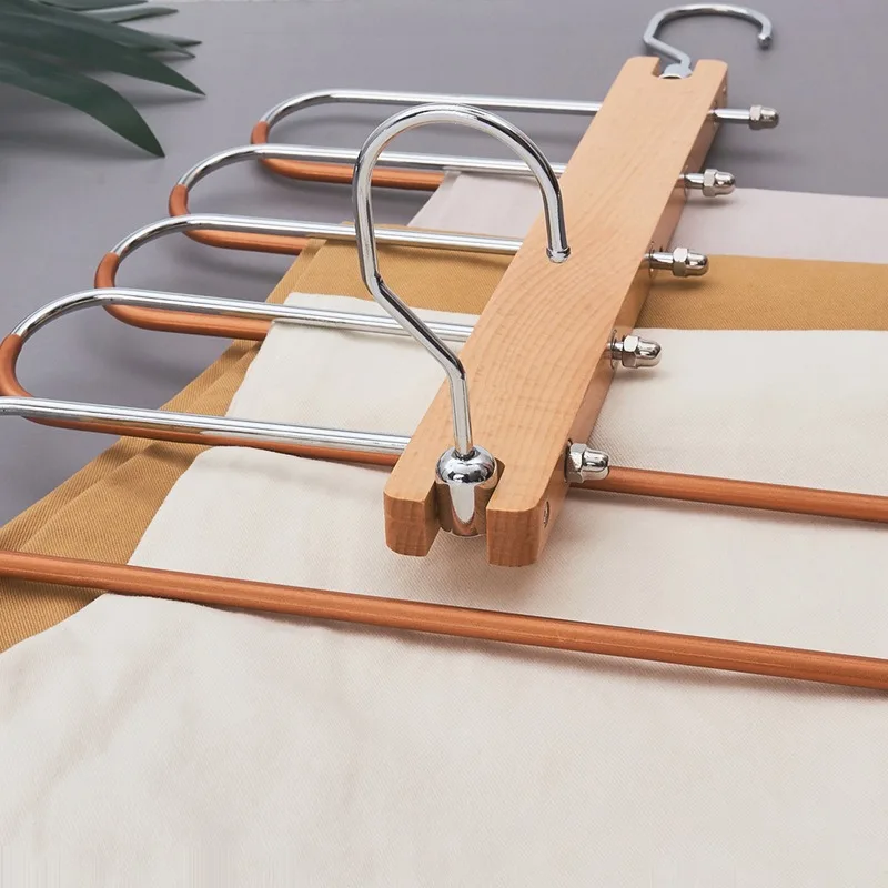 

5 in 1 Multi-Purpose magic wooden pants hanger for Closet Storage Organizer