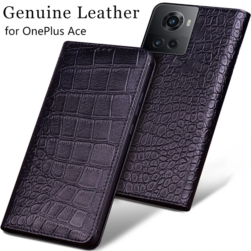 

For Oneplus Ace Mobile Phone Case Flip-type Anti-fall All-inclusive Genuine Leather For OnePlus 10 Pro Protective Business Case