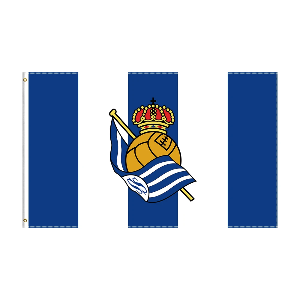 

3x5 Ft Real Sociedad Flag Polyester Printed Football Banner For Decor