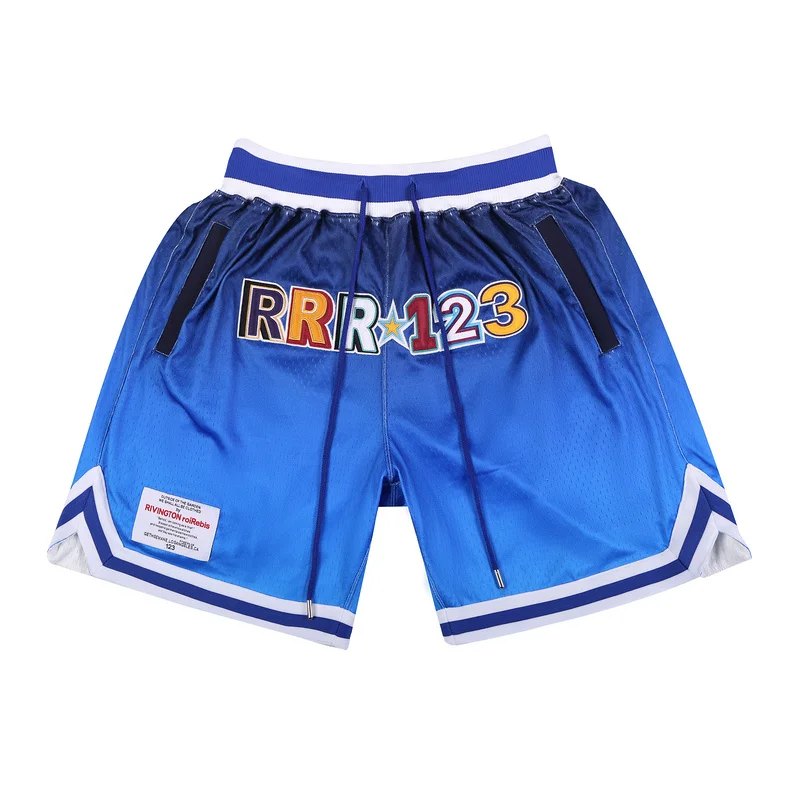 2022ss Best Version RRR123 Logo Embroidery Men Meshed Casual Shorts Beach Pants Hiphop Men Casual Shorts