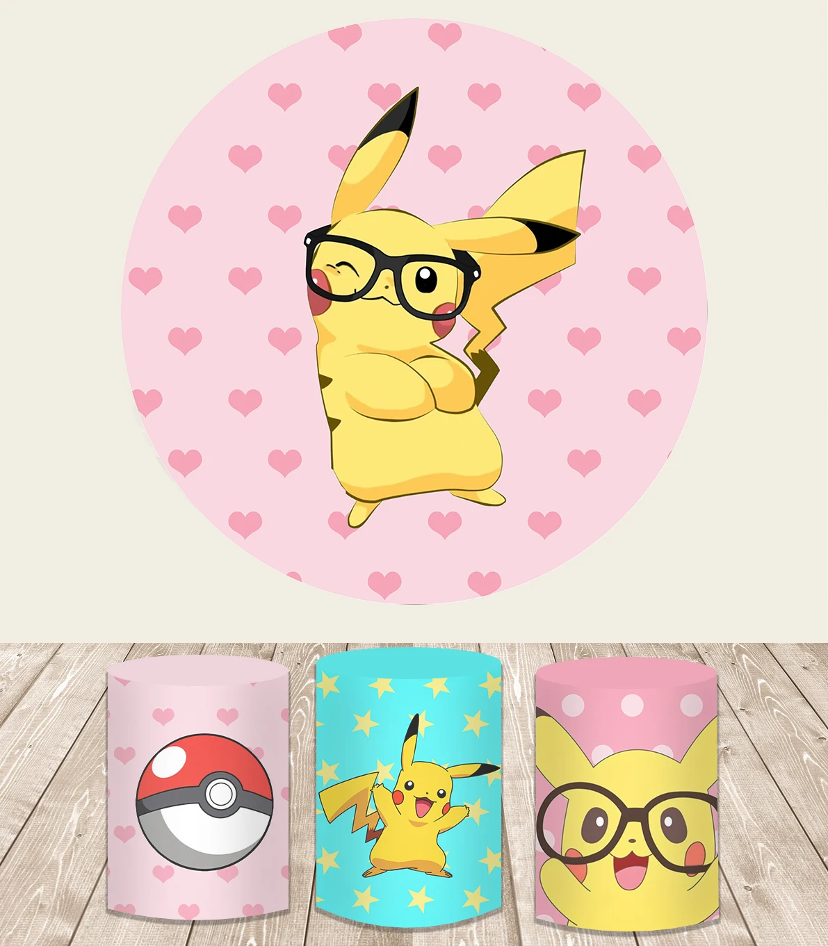 

Pokemon Round Background Cloth Kid Birthday Party Decoration Circle Backdrops Children Pikachu Backdrop Christmas Table Covers