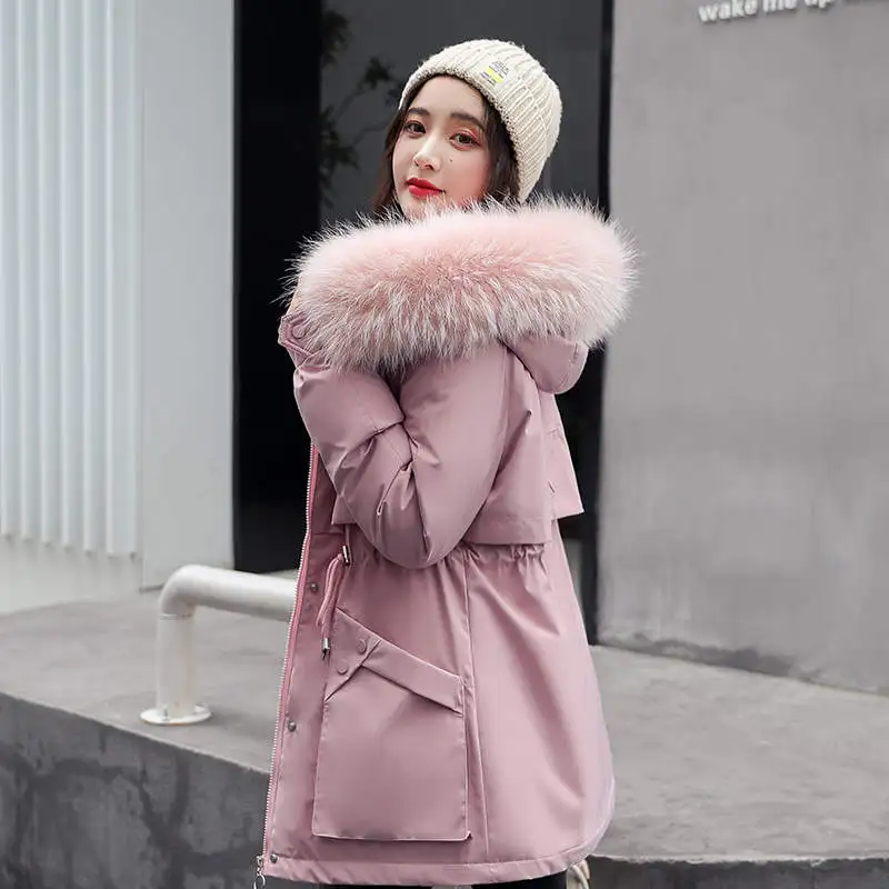Fur Collar Hooded Women Clothing Snow Wear Long Parkas Winter Jacket Women Pockets h Lining Thicken Winter Coat Women Top korean