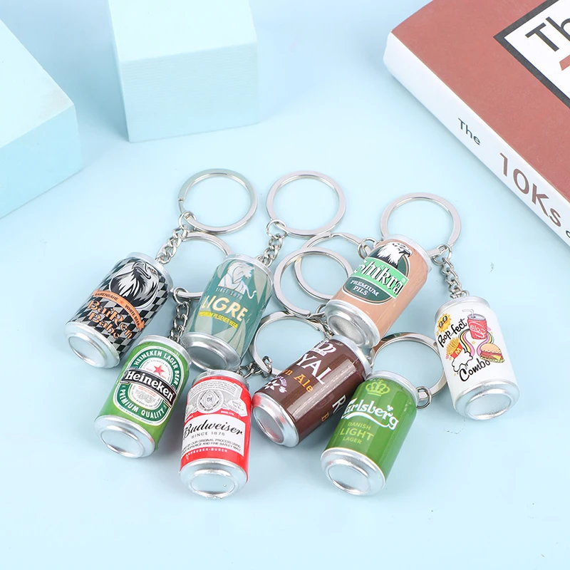 

Simulation Canned Beer Keychain Boy Men Beer Can Keyring Trinket Couples Cool Backpack Decor Jewelry Car Key Accessories Pendant