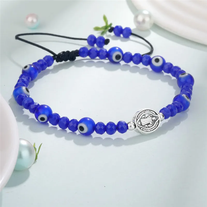 

Handmade Crystal Devil Demon's Eye Religious Totem Bracelet For Women Men Turkish Evil Eye Lucky Bracelets Friendship Jewelry