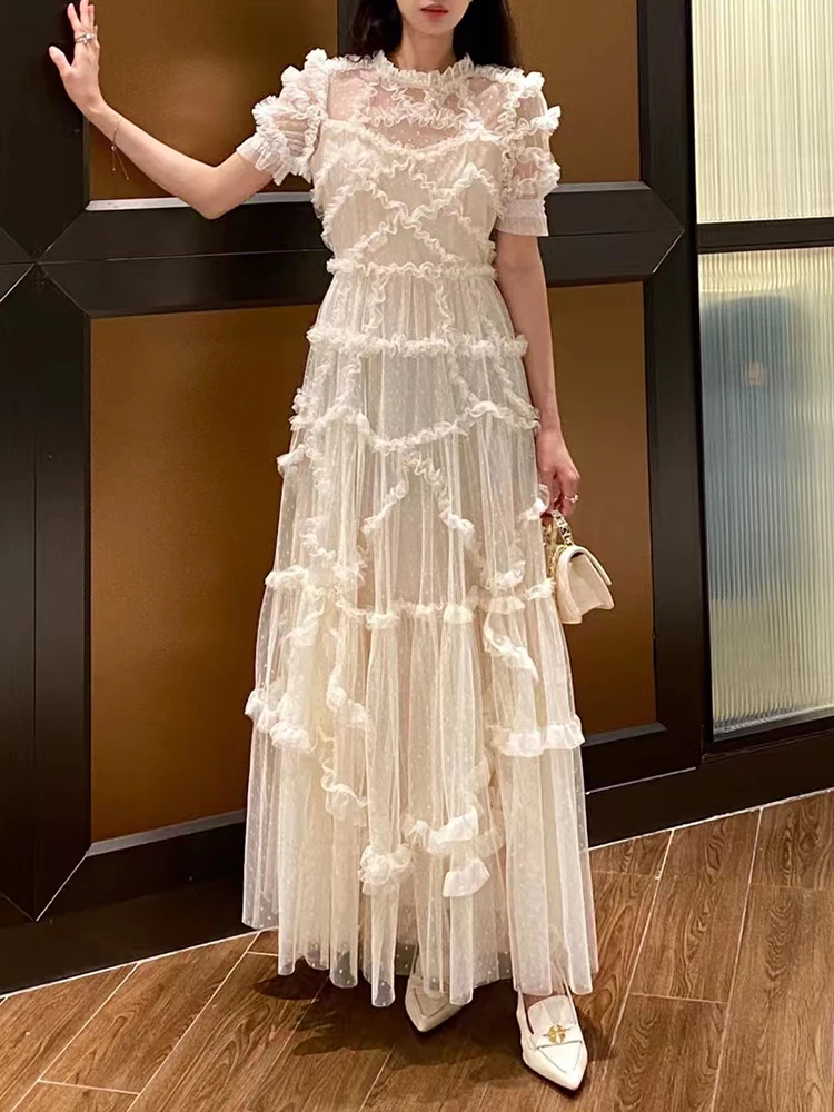 Женское платье с круглым вырезом TWOTWINSTYLE элегантное коротким рукавом и высокой