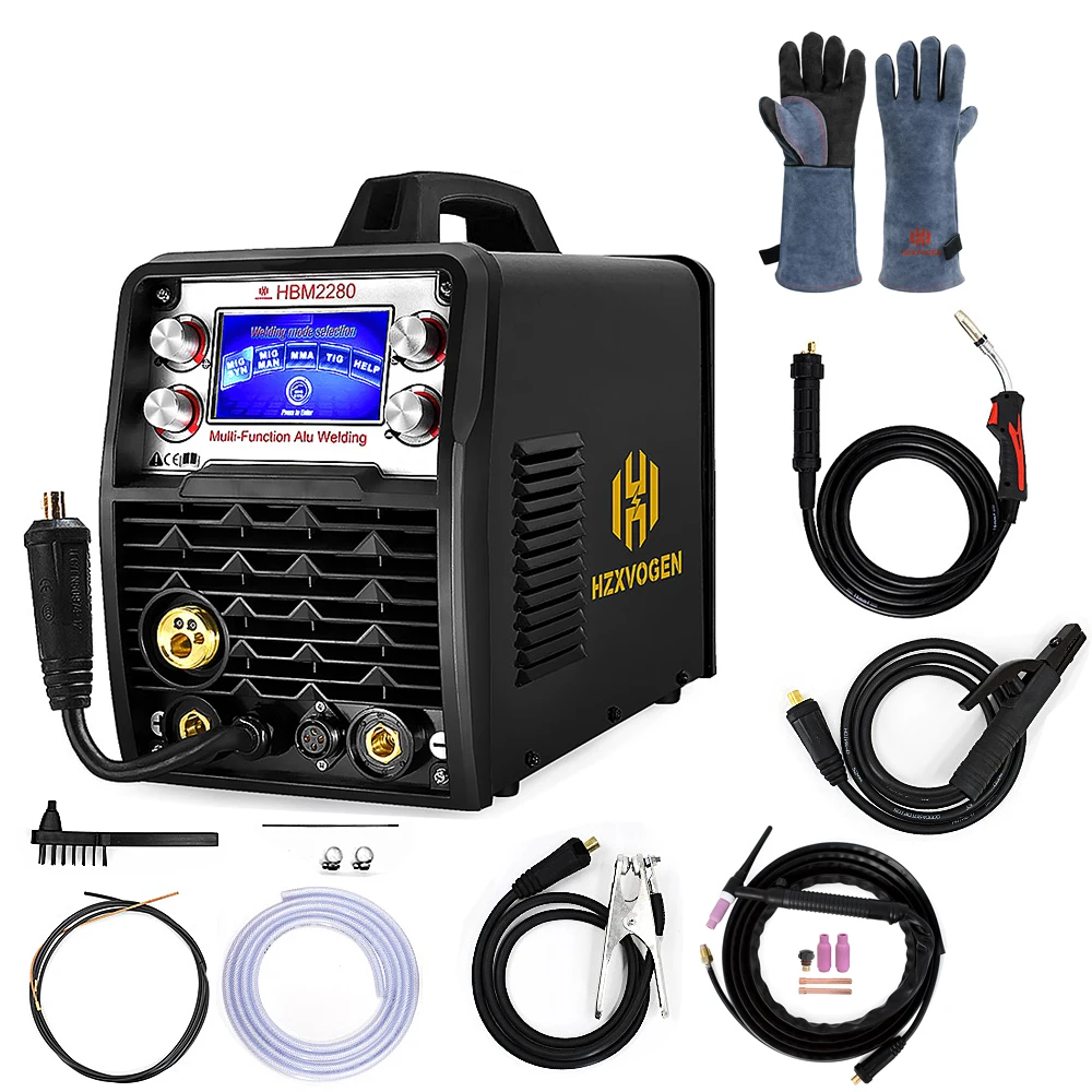 HZXVOGEN 4 In 1 HBM2280 200A Synergy Semi-automatic Welding Machine Inverter Welder Gasless Gas MIG Aluminum ARC MMA Tig Tools