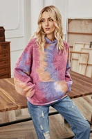 hoodies streetwear 2021 spring fashion tie dye hooded sweatshirt women autumn long sleeve print loose pullovers with big pocket