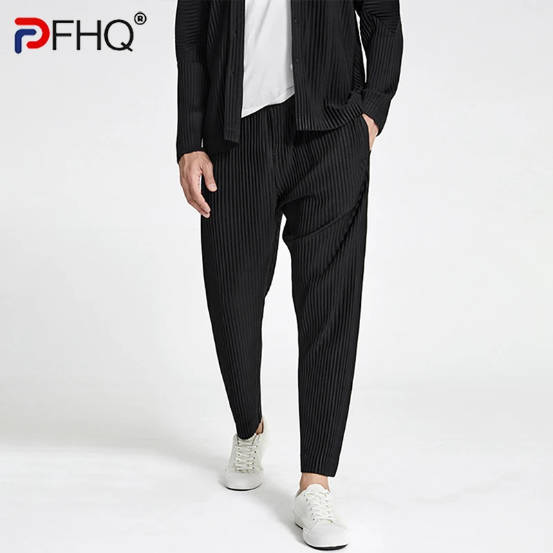 

PFHQ 2023 Trendy Men's Pleat Casual Trousers Elegant Jogger Stretch Designer Fold Pants Spring Summer High Quality Free Shipping