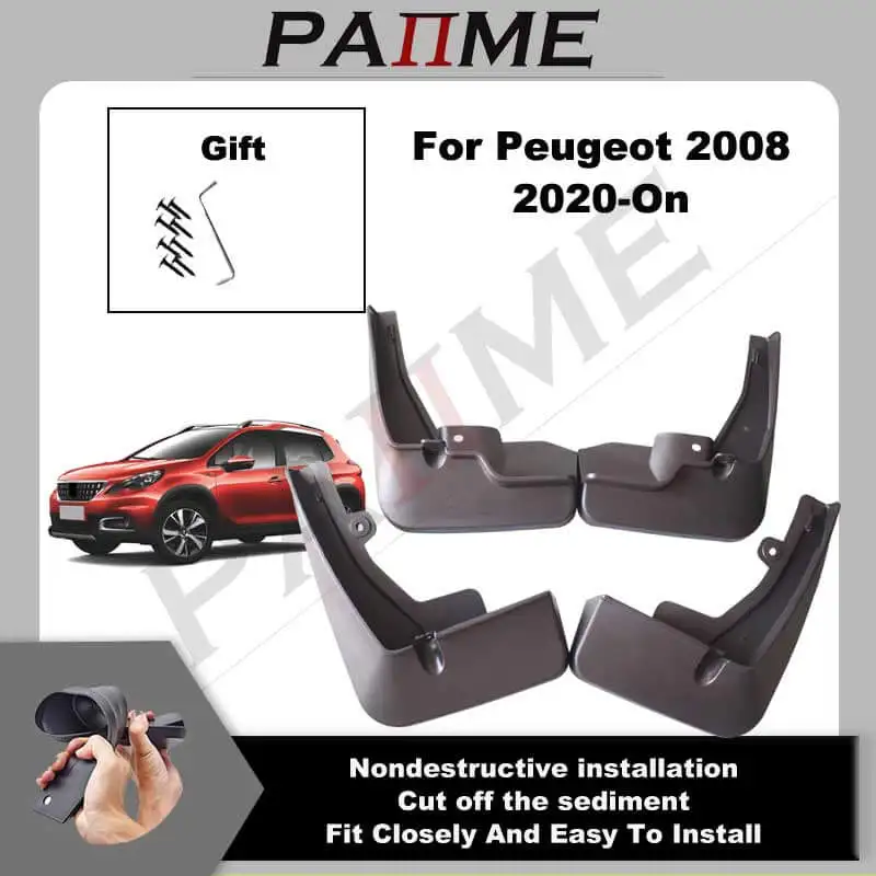 

Car MudFlap Guards For Peugeot 2008 2020 2021 2022 4pcs Mud flaps Molded Splash Matte Protection Front Rear Mudguards YC102134
