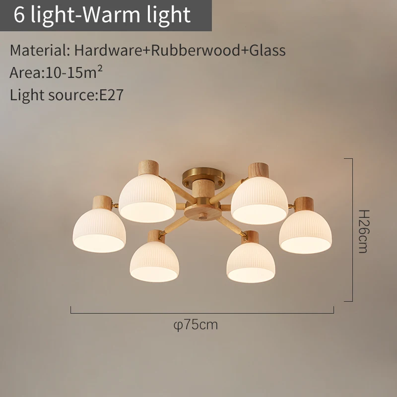 

BOTIMI Потолочная люстра из дерева с стеклянными абажурами 3 6 8 свечей