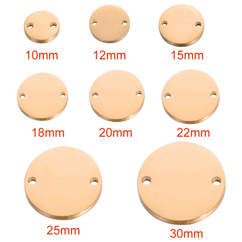 

Rumnvnty 5pcs Mirror Polish Stainless Steel Stamping Blanks Tags Charm Disk Two Inner Hole Personalize DIY Discs Thickness 1.5mm
