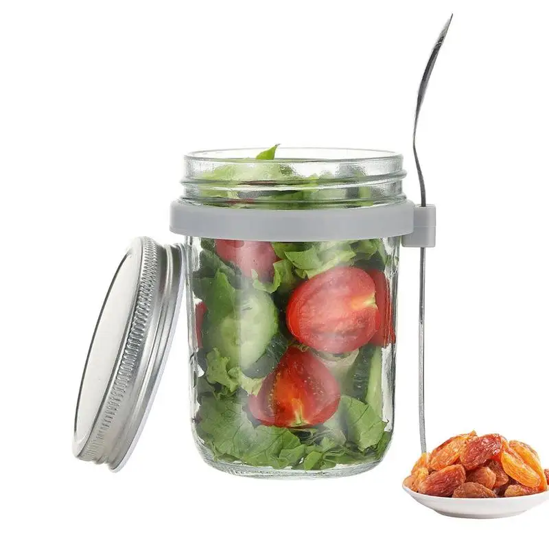 

Overnight Oats Containers With Lids 600ml Large Capacity Airtight Oatmeal Container With Spoon Oats Container Leak-Proof Large