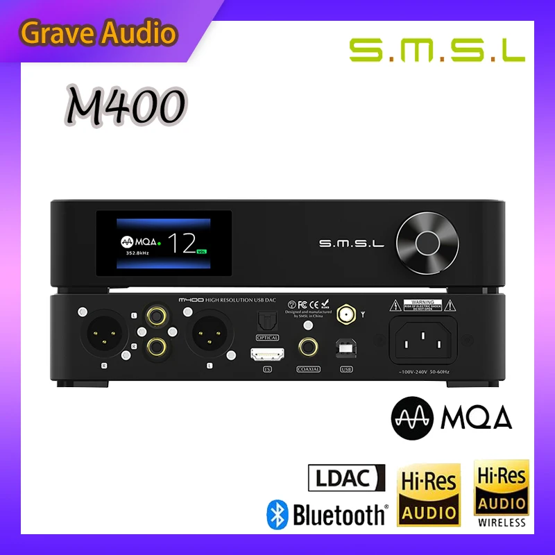 

SMSL M400 MQA аудио декодер DAC desktop AK4499 полный сбалансированный aptX-HD Bluetooth5.0 DSD декодер высокой четкости