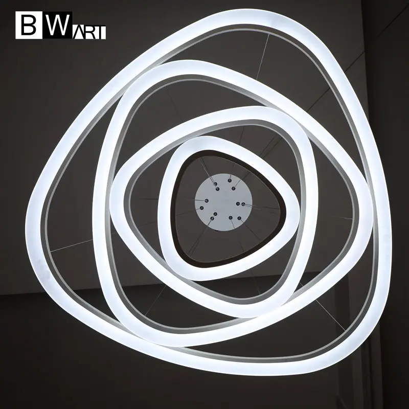 Современный LED-люстра BWART роскошная светодиодная лампа для гостиной большая треугольная подвеска освещения с возможностью регулировки яркости.