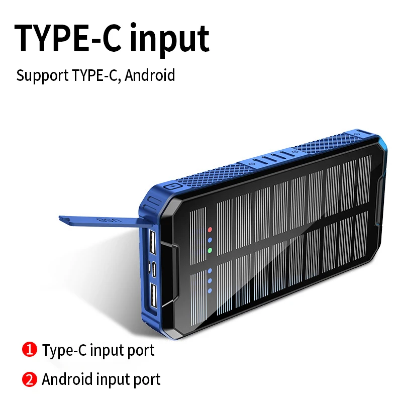 Solar Wireless Power Bank 80000mAh High Capacity Portable External Charger Fast Charging External Battery LED for iPhone Xiaomi