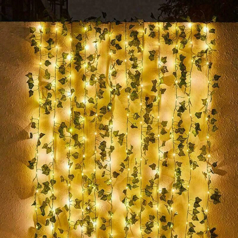 

LED Solar Powered Ivy Fairy String Lights Garden Outdoor Wall Fence Light 20/30/50 LED Solar Lights Maple Leaf Garland Lamp