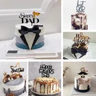 Золотистый акриловый топ для торта на День отца, 1 шт., галстук-бабочка для папы, топ для торта на день рождения, аксессуары для торта на День отца