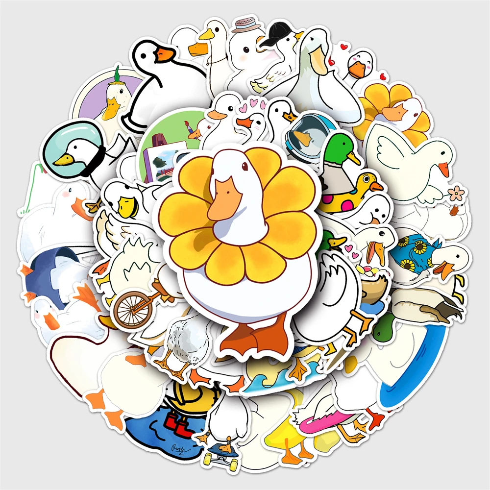 

50 Pcs Cartoon Animal Cute Duck Graffiti Sticker Decoration Snowboard Suitcase Pencil Case Fridge DIY Thin Waterproof Sticker