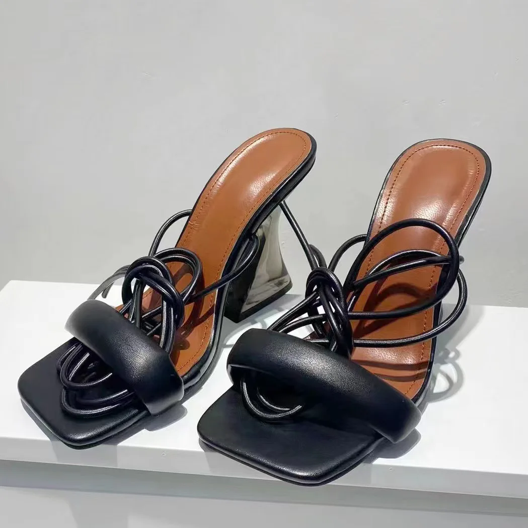 

Brand Women Sandals Fashion Sexy Summer Shoes Gladiator Clip Toe High Heels Women Cross Tied Squre Toe Pumps Ladies Party Shoes
