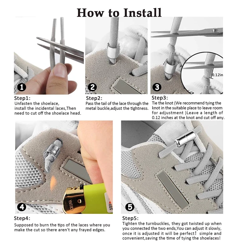 1 Pair Elastic Shoelaces Round Metal lock No Tie Shoe Laces Kids Adult Leisure Sneakers Quick Safety Lazy Lace Unisex 21 Colors