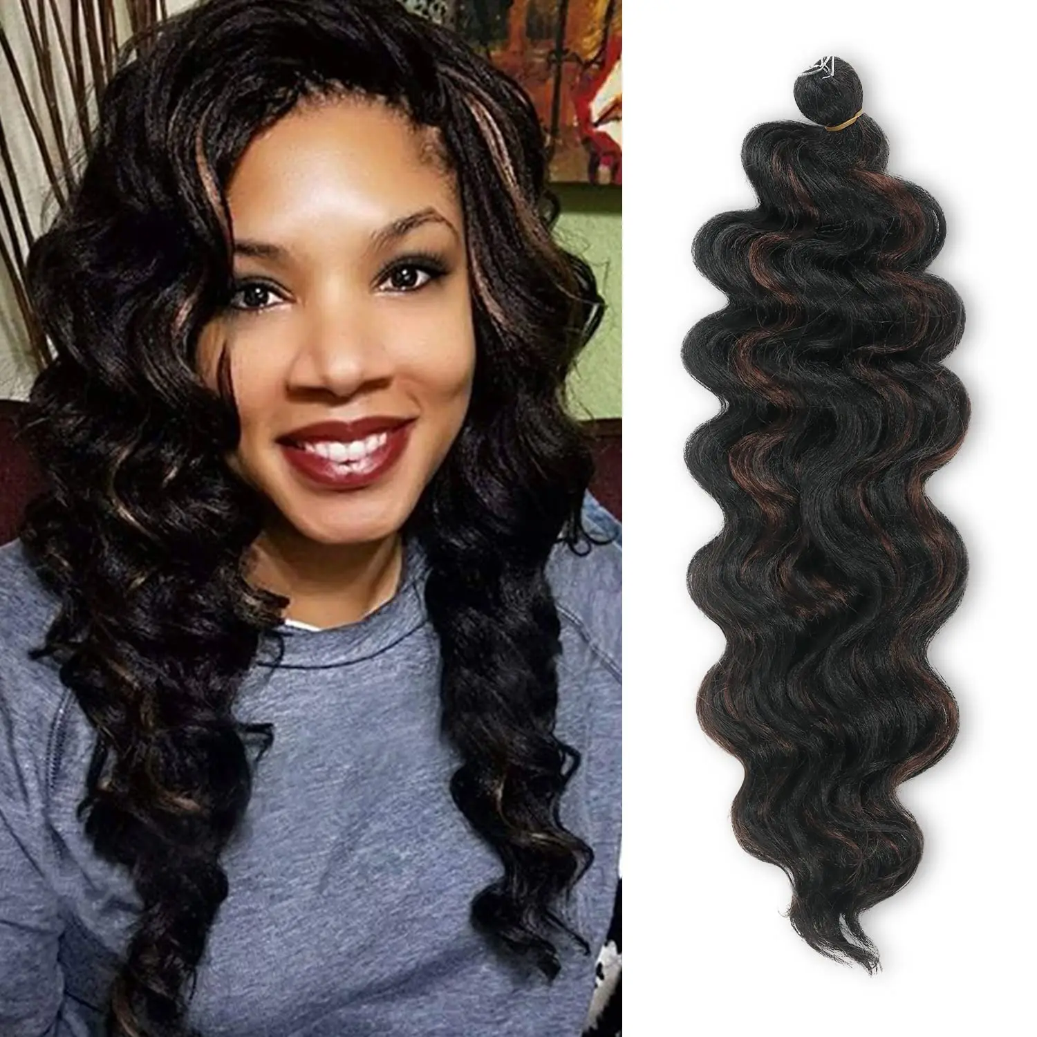 

20 Inch Ocean Wave Crochet Hair Wave Deep Twist Braiding Hair Deep Ripple Crochet Synthetic Braids Hair Extension ls03