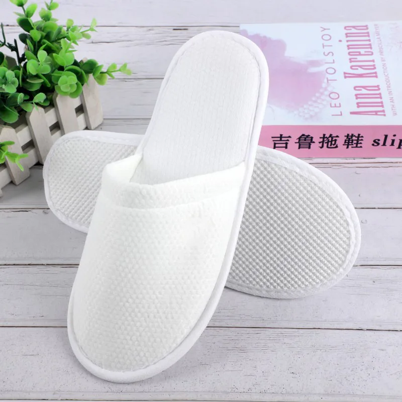 Белые хлопковые тапочки для мужчин и женщин одноразовые шлепанцы отелей