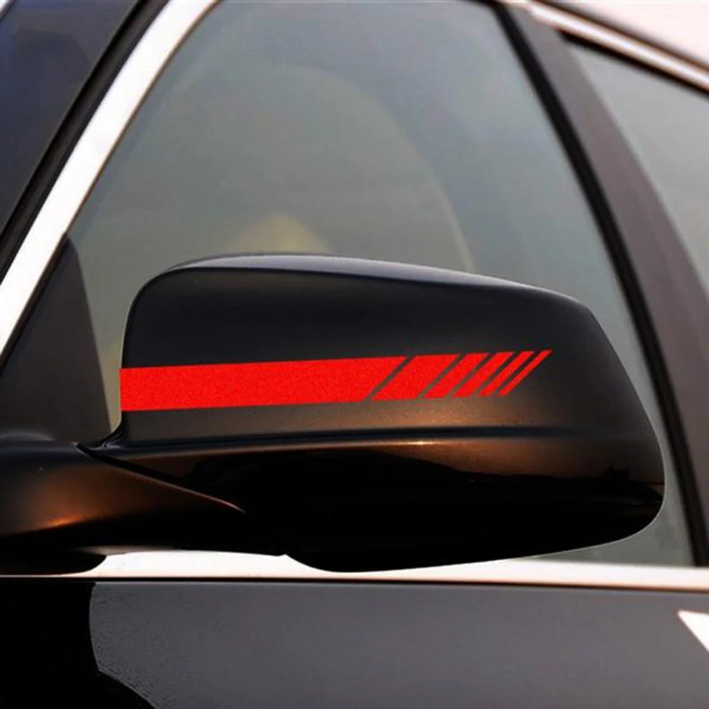 

2 Pcs Auto Reflective Decal Rear View Mirror Sticker Vinyl Sticker Decal Stripe Sticker (Red)